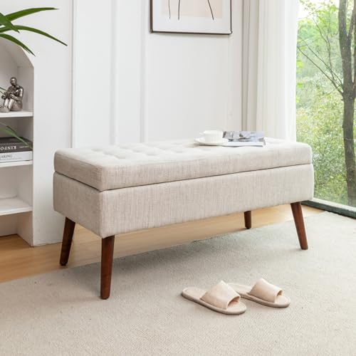 WEALTHOUSE Upholstered Storage Ottoman Bench for End of Bed, Tufted