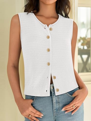 Yousify Womens Sweater Vest 2025 Summer Trendy Sleeveless Knit Button Down Tank Tops Casual Cardigan3