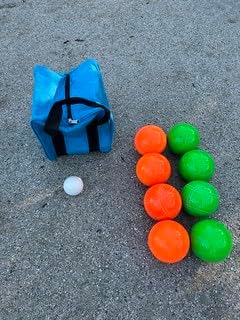 BuyBocceBalls Listado - Hecho en Estados Unidos, juego de bochas oficiales de torneo de calidad premium, bolas naranjas y verdes de 4.331 in; tamaño