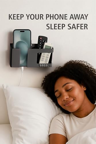 Image of WALLVIEW TECH Mobile Phone Charging Stand, Multi-Functional Storage Holder, Bedside Fixed Rack, Bedroom, Office Accessories, Portable Electronic Devices (Black)
