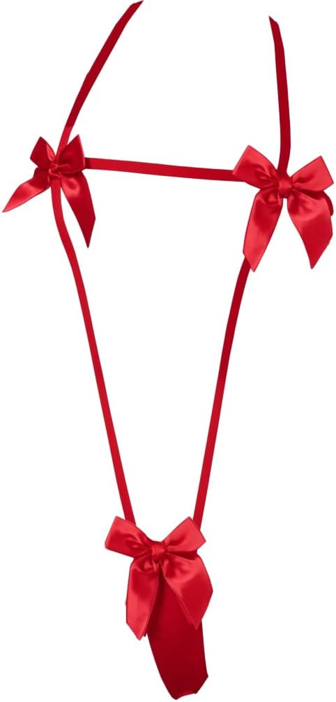 Sexy Bow Lingerie for Women, Adjustable Halter Babydoll Teddy Bodysuit One Piece, Onesize 2-8