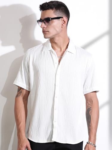 Image of Thomas Scott Men Polyester Blend Solid Oversized Fit Shirt