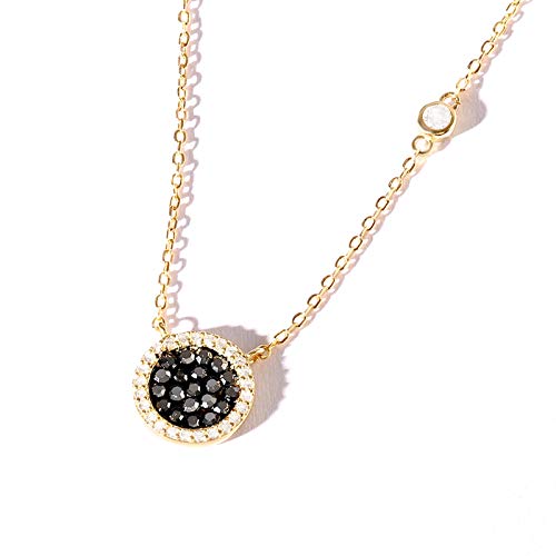 Collier argent pendentif femme rond noir CZ pour sublimer vos tenues quotidiennes et soirées