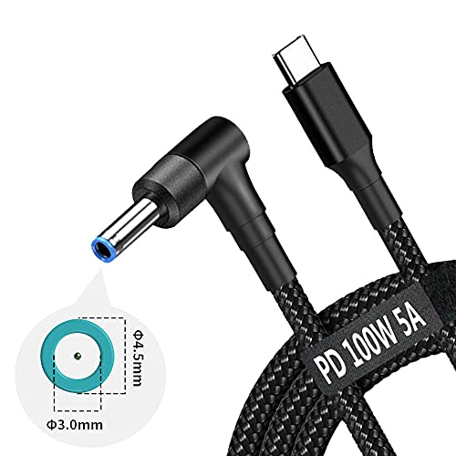 USB C to 4.5mm Laptop Charging Cable Adapter Male Type C to Right Angle DC 4.5 x 3.0mm Converter 6.5ft 100W PD Power Charger Supply Extension Cord for Stream 11 13 14 15 Pavilion Spectre Chromebook HP by TASUMATO - Used condition - US$8.48