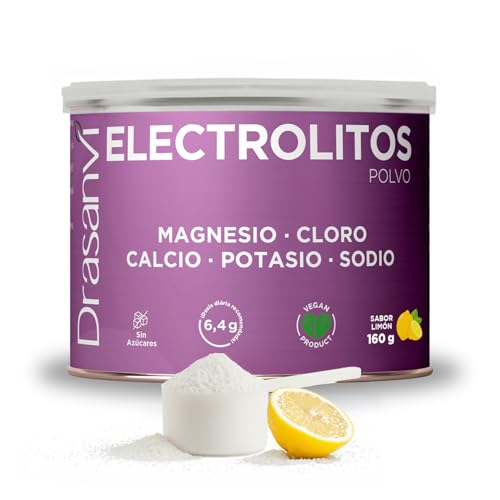 Electrolitos en Polvo Limón 160 g | Sales Minerales con Magnesio, Potasio, Calcio y Sodio + Vitaminas B y C | Hidratación y Función Muscular | Sin Azúcar, Vegano, Sabor Limón | Drasanvi