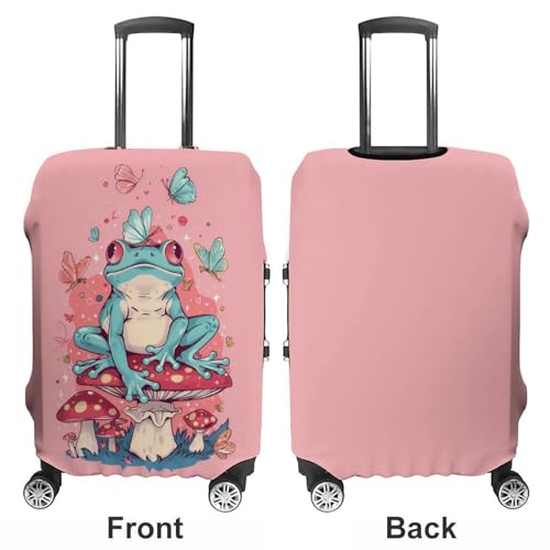 Pink Frog Lovers Cute Mushroom Travel Suitcase Protector Luggage Cover Protective Washable Anti-scratch Baggage Cover3