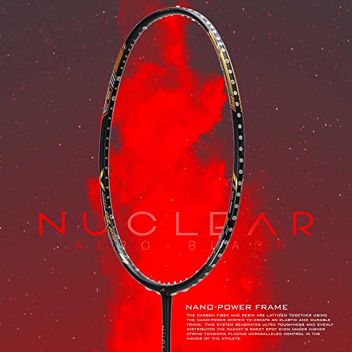 Image of Hundred Nuclear 72 Carbon Fibre Unstrung Badminton Racket with Full Racket Cover for Intermediate Players