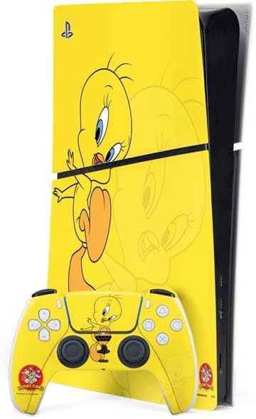 Skinit Decal Gaming Skin Compatible with PS5 Slim Digital Edition Bundle - Officially Licensed Looney Tunes Retro Tweety Bird Design
