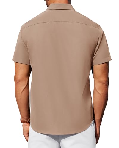 Image of Alimens & Gentle Men's Short Sleeve Dress Shirts Wrinkle Free Untucked Casual Button Down Shirt