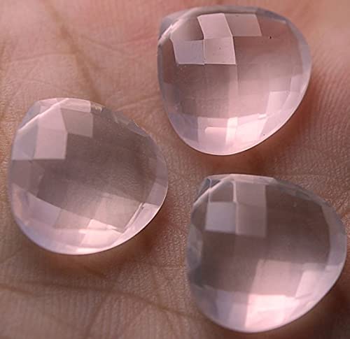 Briolettes quartz rose AAA en cœur facetté de 16mm pour joaillerie
