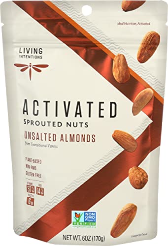 Living Intentions Sprouted Transitional Almonds - NonGMO - Gluten Free - Vegan - Paleo - Kosher - 6 ounces