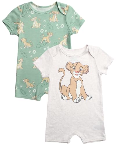 Image of Disney Baby Boy Romper - 2 Pack Lightweight Short Sleeve Baby Romper Jumpsuit with Snap Closure Infant Newborn Boy Clothes