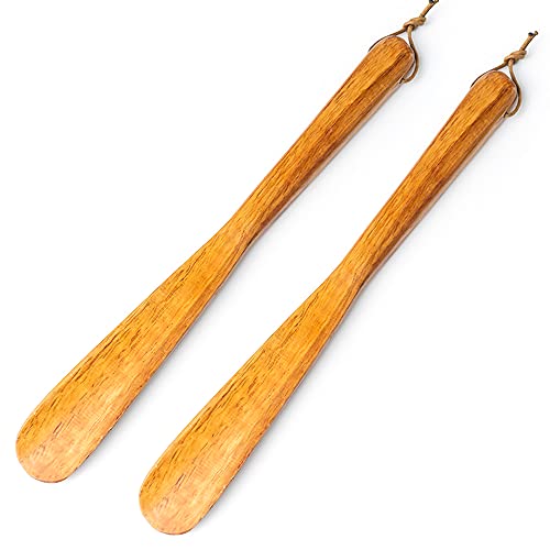 Sacazapatos de madera, 2 unidades con cuerda colgante, calzador largo para hombres, mujeres, niños, embarazo, ancianos, fácil y suave de poner y quitar los zapatos Cover