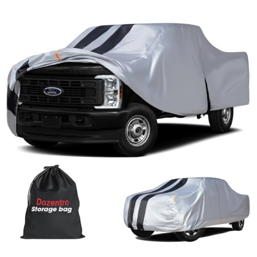 Image of Ford F250 Truck Cover Custom Fit 2001-2026 Crew Cab Short Bed(6.8') with Door Zipper, 10 Layers Outdoor Heavy Pickup Truck Cover Waterproof All Weather, Wind Dust Sun Protector.
