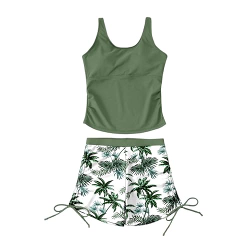 Traje de baño niño niña de dos piezas impreso playa grande niño adolescente baño piscina mar verano ropa de niña 7 a 16 años M19, verde, 7-8 Años