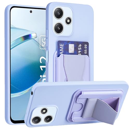 �y Lanfyo �zRedmi 12 5G �Ή� �P�[�X �J�[�h���[ �ϏՌ��ی�J�o�[�i���C���b�N�j���b�h�~�[12 5g �w�� �J�[�h���[ �X�}�z�P�[�X �X�^���h�@�\ �}�b�g���� ����~�� �C�菝�h�~ �����h�~ redmi125g �\�t�g�J�o�[ (Lila