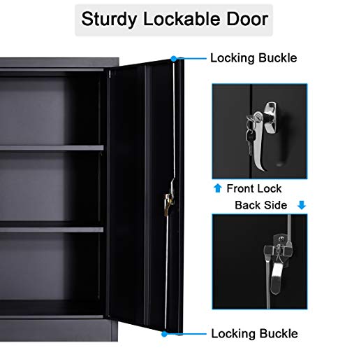 image for SLEERWAY Full Metal Storage Cabinet with 2 Adjustable Shelves, Large C