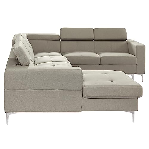 Merax U Shaped Sectional Sofa Couch, Left Storage Chaise/Head Adjustment/Linen Fabric, Smoke Wood #TOP4