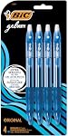 BIC Gelocity Original Blue Gel Pens, Medium Point (0.7 mm), 4-Count Pack, Retractable Gel Pens With Comfortable Grip