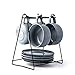 Hkwshop Tazza di Ceramica Set caffè, Tazza di tè Cinese piattino Set, 4 Cup Set (4 Dischi, con Supporto)