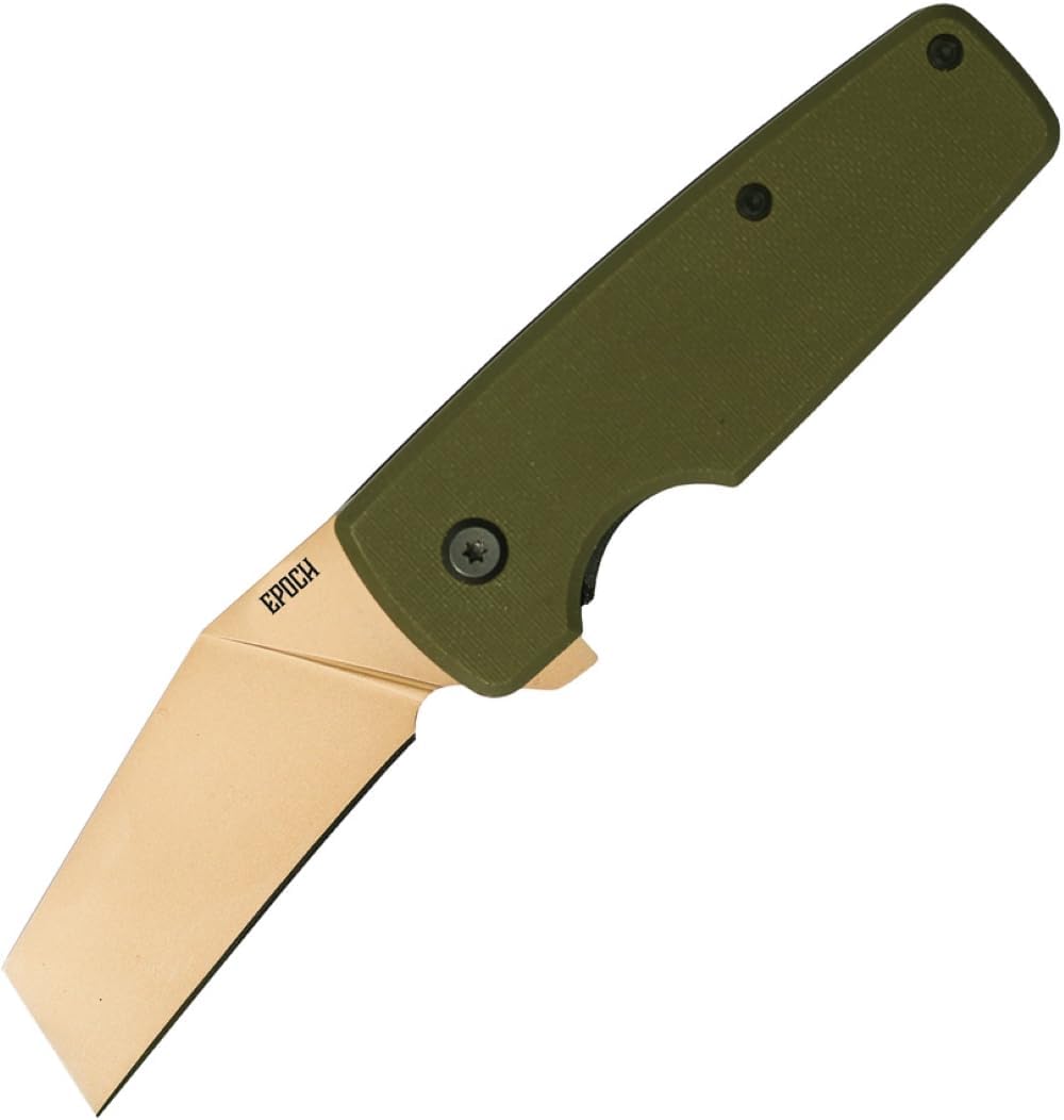 Ontario Knife Company Epoch D2 Folding Knife Frame Lock with OD-Green G-10 Knife Handle Scales & Stainless Steel Back Handle – ON9500