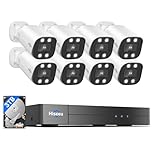 Hiseeu 4K Wired PoE Security Camera System,121°Wide Angle,w/8MP PoE Cameras,3TB HDD,Color Night Vision,2 Way Audio,Human Vehicle Detect,IP67 Weatherproof for Home Surveillance Indoor&Outdoor