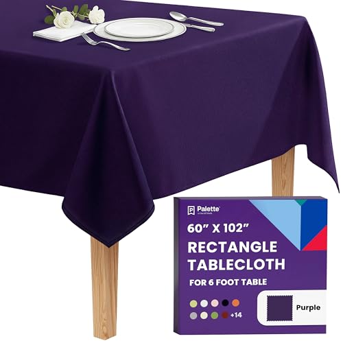 Gee Di Moda Rectangle Tablecloth - 60 x 102 Inch Purple Table Cloth for 6 Foot Rectangle Tables - Heavy Duty Washable Fabric - for Holiday Party, Dinner, Weddings, Baby Shower & Events