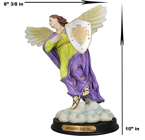 Estatua Arcángel Selaphiel con Escudo 10 pulgadas miniatura 5