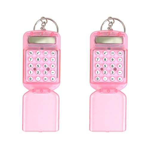 Pocket Calculator Keychain 8 Digit Screen Keyring Compatibles Protective Case for Portable Math Solution Pocket Sized ABS Calcul