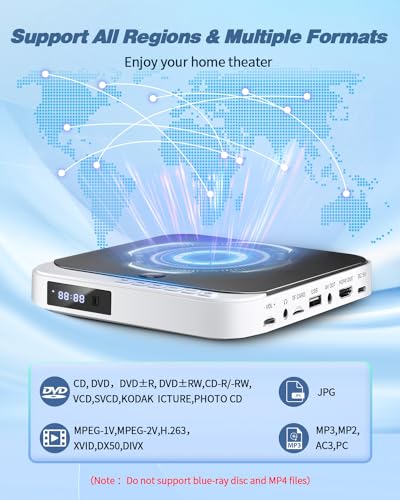 Image of DESOBRY HDMI DVD Players for TV with All Region Free | 1080P HD Mini Small DVD Player, DVD CD Player for Home, Support AV Output, USB /TF Card Input, Remote Control,PAL /NTSC