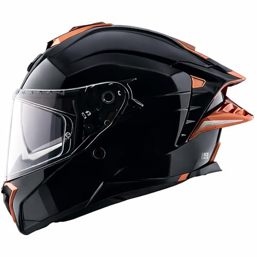 Image of Axor Brutale Corsa Helmet - Dual Spoiler | ECE 22.06, ISI & DOT Certified | Race-Ready Fit with D-Ring & UV-Protected Visor-Black Gold Orange, Size:M