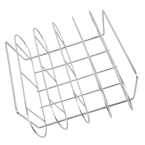 FONDOTIN Rib Rack Acier Pour Barbecue Support à Côtes Levées Aux Températures Outil De Grillade Pour Cuisine Plein Air Et Camping Facile à Nettoyer Utiliser