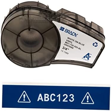 Brady Authentic (M21-750-595-BL) All-Weather Vinyl Label for Indoor/Outdoor ID, Lab and Equipment Labeling, White on Blue- For M210, M210-LAB, M211, BMP21-PLUS and BMP21-LAB Printers, .75" W, 21' L