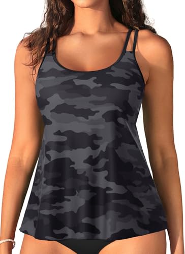 Image of Womens Flowy Tankini Tops Only - Modest Bathing Suit Loose Fit Swimsuit Swim Tops No Bottom 2025 (Available in Plus)