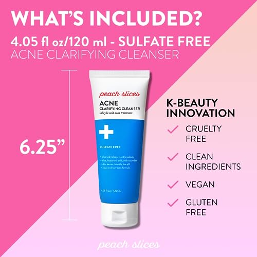 Peach Slices Acne Cleanser | 2% Salicylic Acid | Hydrating & Gentle Face Wash | Cruelty-Free | 4 oz