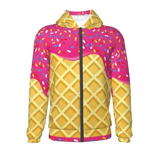 Red Ice Cream Kids Pullover Hoodies Boys Zip Up Sweatshirts Girls Athletic Clothes with Pocket2