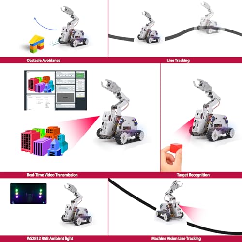 Adeept RaspTank Metal Smart Car Kit for Raspberry Pi 5/4B/3B/3B+(Board Not Included), Tank Tracked Robot with 4-DOF Robotic Arm, Obstacle Avoidance, Line Tracking, with Digital Tutorials - Image 5