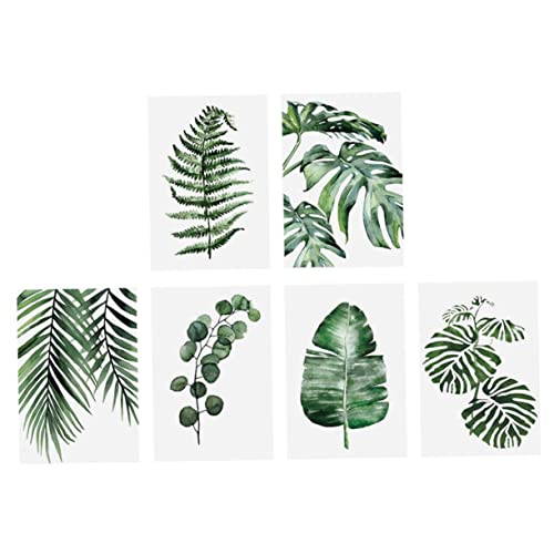 Amosfun 6 Cuadros Decorativos de Pared con Hojas Verdes de 25x20 Cm e Impresión de Alta Resolución