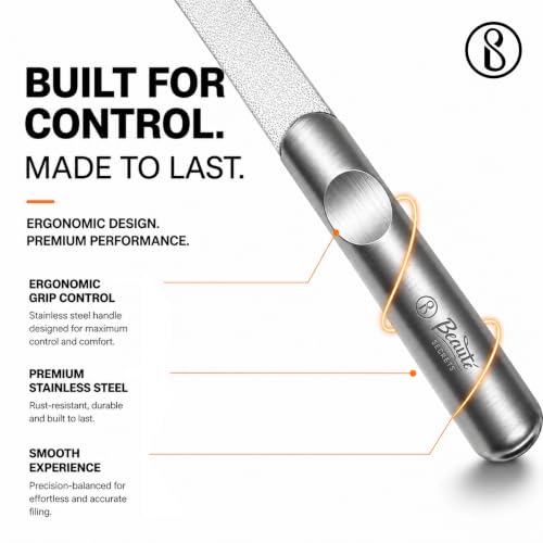 Image of Beaute Secrets Premium Stainless Steel Nail File with Leather Case | Professional Metal Nail Filer for Smooth Shaping | Durable, Reusable Manicure Pedicure Tool for Women & Men