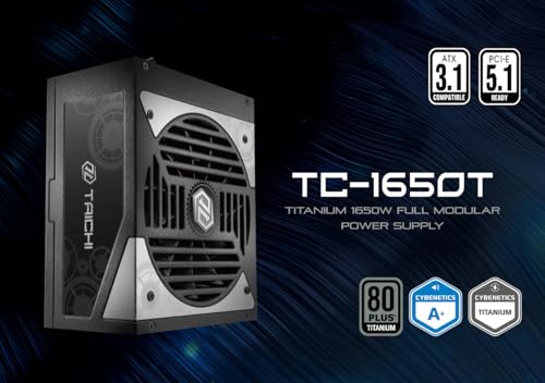Image of ASRock Taichi TC-1650T 1650W ATX 3.1 & PCIe 5.1 Power Supply, 80 Plus Titanium, Cybenetics Titanium & Lambda A+, Native 12V-2x6 with TempGuard, 100% Japanese Capacitors, 10-Year Warranty
