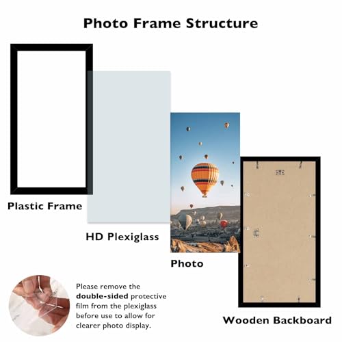 Image of JCJMY 8x17 Black Picture Frame for Poster Photo, Horizontal & Vertical Formats, Wall Hanging, 8 x 17 Wall Gallery Poster Photo Frame