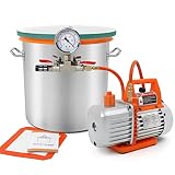 Poofzy 5 Gallon Tempered Glass Lid Vacuum Chamber with 4.5CFM 1/3HP Vacuum Pump HVAC for Degassing S