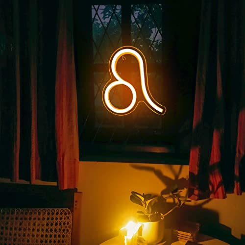 Image of The Zodiac Horoscope Neon Sign, Leo LED Neon Signs for Wall Decor, Astrology Zodiac Horoscope Neon Lights Beautiful Spiritual, Birthday Party, Home Kids Room Decor Leo