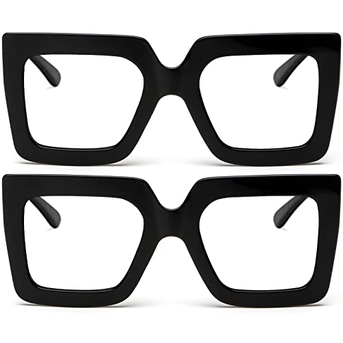 Image of AIEYEZO Oversized Square Blue Light Glasses for Women Cute Big Frame Glasses Fashion Clear Multi-Color Computer Eyewear