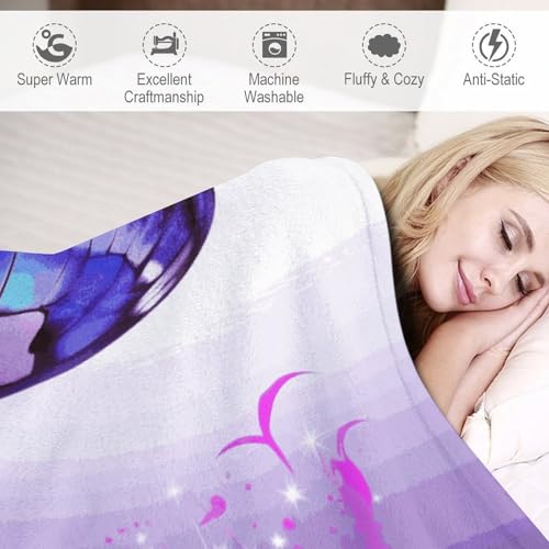 Couverture polaire violette imprimé papillon idée cadeau maison