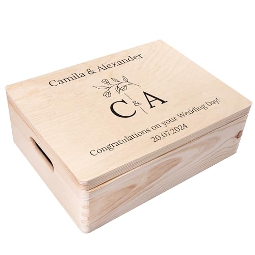 Creative Deco Personalised Wedding Gift | Any Text Gifts for Bride and Groom | Unique Wish Custom Gift Box also for Anniversaries | Customised Wooden Storage Box | Keepsake/Decoration