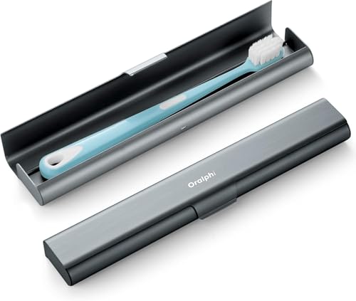 Oralphi Alu-Zahnbürstenetui, Tragbares Reiseetui aus Aluminium für Handzahnbürsten – Leicht, Hygienisch & Langlebig, Ideal für Reisen, Camping, Business & Badezimmer-Blaugrau 1