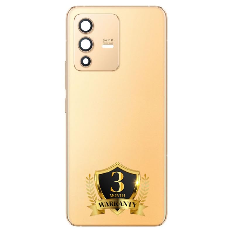 GIFFEN® 100% OG Mobile Back Panel Back Glass Compatible with Vivo V23 (Sunshine Gold) with Camera Lens | with Logo & 3 Months Warranty