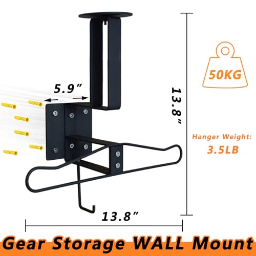 Soporte táctico de pared para evitar caídas de cascos y colgar cinturones 5