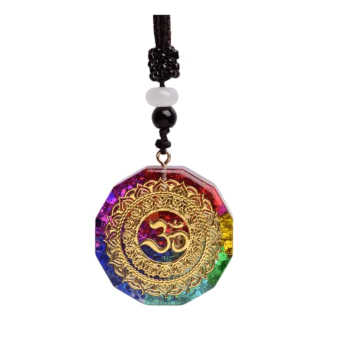 BETENSH Metatron's Cube Resin Crystal Sequins Pendant Sequins Crushed Stone Crystal Necklace Pendant (1)